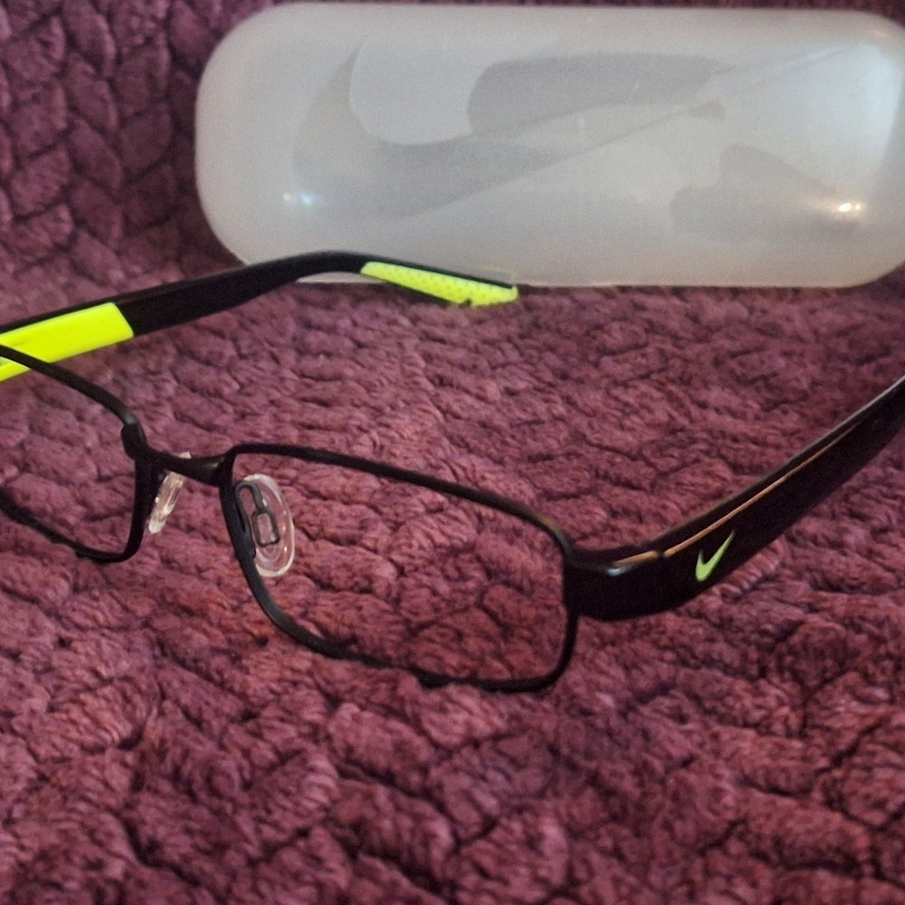Youth Nike Black and Neon Yellow Eyeglass Frames and Case Only, No Lense
